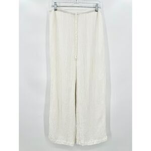 FAITHFULL THE BRAND White Linen Gauzy Stretch Pull On Straight Pants Sz Medium 6